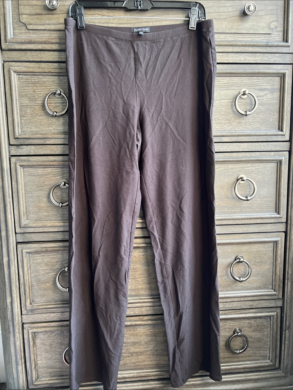 Eileen Fisher Brown Straight-Leg Stretch Easy chic/Effortless Pants - Picture 2 of 5